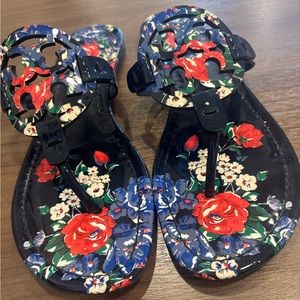 Tory Burch Miller Navy Floral Size 8